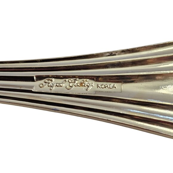 3 Royal Gallery Gold Ribbed Soup Spoons 8.25" ridges fan fancy elegant romance - Picture 7 of 8